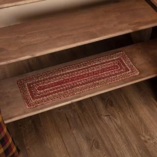 VHC Brands 45591 Burgundy Red Primitive Country Flooring Cider Mill Jute Stair T