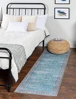 Unique Loom Revival Collection Traditional Medallion Border Blue/Black Runner Ru