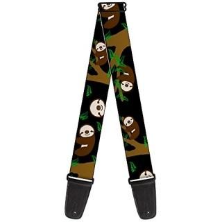 Buckle-Down Guitar Strap Sloth Face Hanging Black 2 Inches Wide