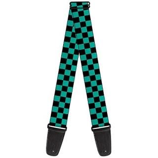 Buckle-Down Guitar Strap Checker Black Teal 2 Inches Wide GS-W32914
