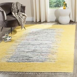 Safavieh Montauk Collection MTK711Q Handmade Stripe Fringe Cotton Area Rug 4' x 