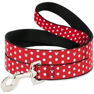 Dog Leash Minnie Mouse Polka Dot Mini Silhouette Red White 6 Feet Long 1.5 Inch 