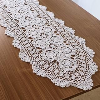 40cm x 200cm White - kilofly Handmade Crochet Cotton Lace Table Runner Tableclot
