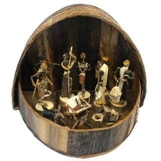 Banana Fibre Nativity Set Round - Kenya