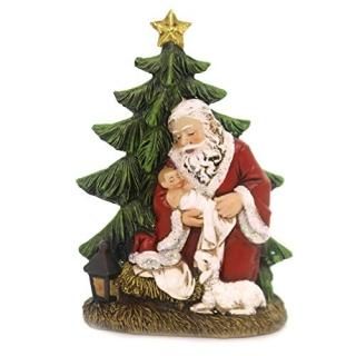 6.25? Kneel Santa With Tree Figurine Wafer Figure by Roman