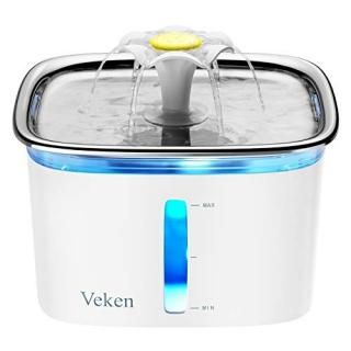 Veken 95oz/2.8L Stainless Steel Pet Fountain Automatic Cat Water Fountain Dog Wa