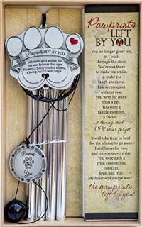 Pet Memorial Wind Chime - 18 Metal Casted Pawprint Wind Chime - A Beautiful Reme