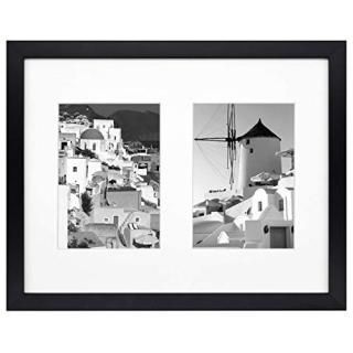 Golden State Art 11x14 Black Photo Wood Collage Frame with REAL GLASS and White 