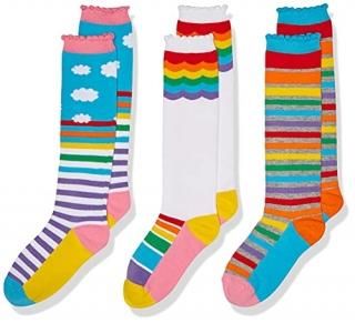 Jefferies Socks Girl's Rainbow Striped Knee High Socks 3 Pair Pack XS 6-7.5 Mult