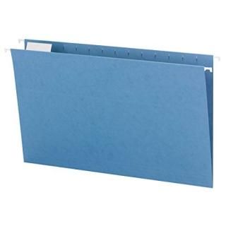 Blue - Smead Hanging File Folder 1/5-Cut Adjustable Tab Legal Size Blue 25 per B
