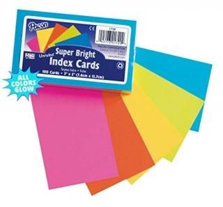 Super Bright Index Cards 3X5 Unrule