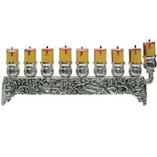 Silver Plated Oil Wall Menorah - Fits Standard Chanukah Oil Cups and Large Candl