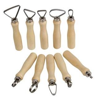 BQLZR Stainless Steel Wooden Thick Handle Flat Wire Cutter Clay Pottery Sculptin