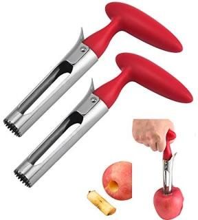 2 PACK - Apple Corer Lever Tool by BRIGHT KITCHEN Stainless Steel Pear Fruit See