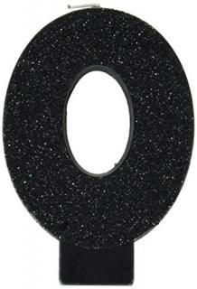 Black - Amscan 0 Birthday Glitter 8.3cm Numeral Candle Children's Party Supplies