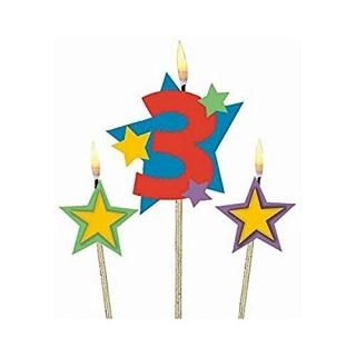 Amscan International Birthday Candles on Sticks 3 Stars Pack of 3
