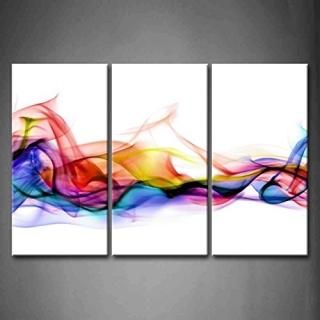 First Wall Art - 3 Panel Wall Art Fresh Look Color Abstract Smoke Colorful White