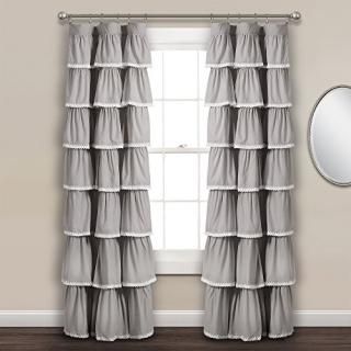 Lace Ruffle Window Curtain Panel Gray 52X84