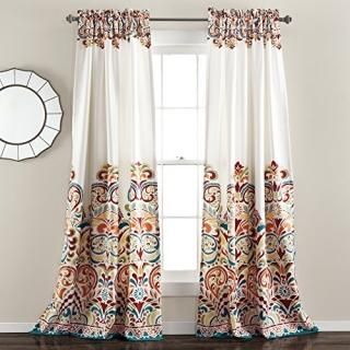 Clara Room Darkening Window Curtain Turquoise/Tangerine Set 52x95+2