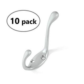 Matte Chrome - Ambipolar Heavy Duty Decorative Dual Coat Hook / Hat Hook - Wall 