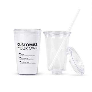 Eco To Go Cold Drink Tumbler - Double Wall -16oz. Capacity - Clear w/ Removable 