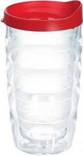 Tervis Clear & Colorful Insulated Tumbler with Red Lid 10 oz Wavy Tritan Clear