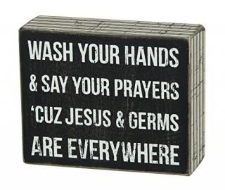 Primitives by Kathy Box Sign 4-Inch by 5-Inch Jesus & Germs
