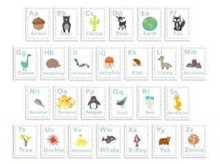 English Alphabet 5x7 Wall Cards Our World Nature Themed Kid's Wall Art Nursery D