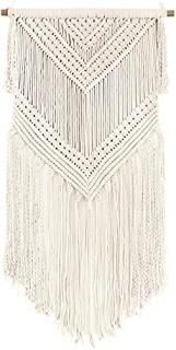 Boho Macrame woven Wall Hanging Beige 16 in x 36 in Modern Bohemian Tapestry wal