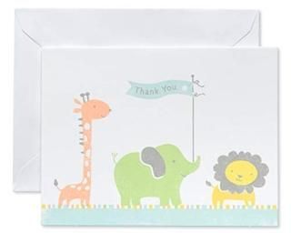 American Greetings Baby Shower Thank You Cards with Envelopes Giraffe Elephant a