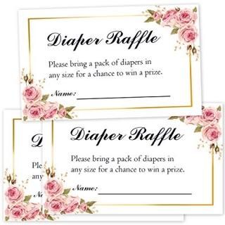 50 Floral Diaper Raffle Tickets for Baby Shower Pink Floral Diaper Raffle Ticket