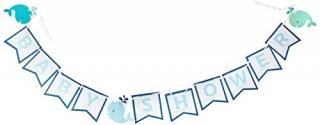 Creative Converting Blue Whale Baby Shower Ribbon Banner Small