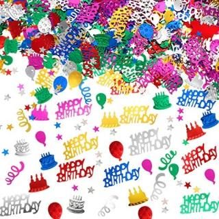 3000 Pieces Happy Birthday Confetti Birthday Cake Confetti Metallic Foil Balloon