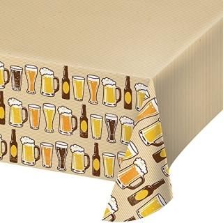 Creative Converting Border Print Plastic Tablecover 140cm x 260cm  Cheers/Beers