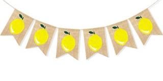 Uniwish Lemon Banner Burlap Hanging Bunting for Lemon Theme Baby Shower Birthday