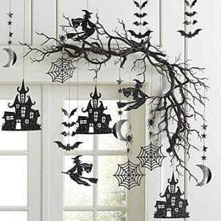 Cheerland Glitter Black Halloween Party Garland Kit Birthday Decorations Hanging