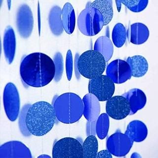 Cheerland Royal Blue Circle Garland Glitter Hanging Polka Dots Streamer Banner B