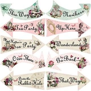 Truly Alice Arrow Hanging Signs Cutouts for Tea Party Decoration 10 Pcs