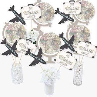 World Awaits - Travel Themed Party Centrepiece Sticks - Table Toppers - Set of 1