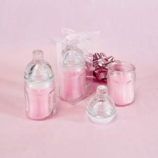 Lunaura Baby Keepsake - Set of 12 Girl Glass Baby Bottle Scented Candle - Pink b