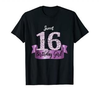 Cute Purple Black Sweet 16 Style I 16th Birthday Gift Idea T-Shirt