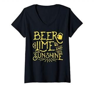 Womens Beer Lime Alcohol Funny Mexican Cinco De Mayo 2020 V-Neck T-Shirt
