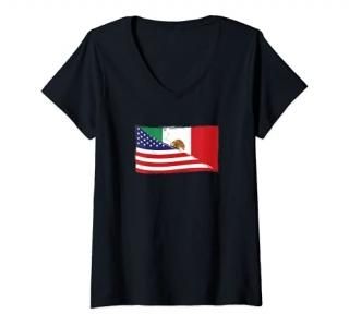 Womens Mexico American shirt Mexican USA Flag V-Neck T-Shirt