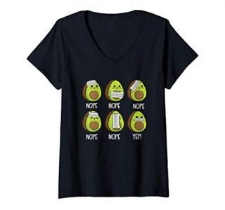 Womens Face Mask Nope Cinco De Mayo Cute Avocado Mexican Quarantine V-Neck T-Shi