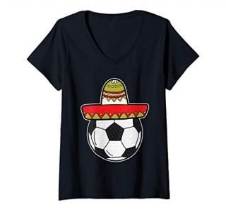 Womens Soccer Cinco De Mayo Cool Sombrero Party Mexican Fiesta V-Neck T-Shirt