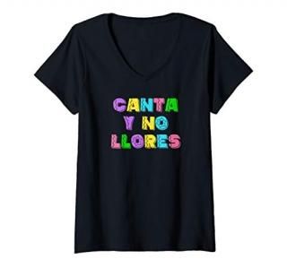 Womens Mexico Canta Y No Llores Cancion Mexican Cinco de Mayo Tacos V-Neck T-Shi