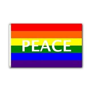 Shoe String King SSK Rainbow Peace Outdoor Flag - Large 3' x 5' Weather-Resistan