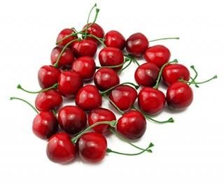 yueton Pack of 25 Artificial Lifelike Simulation Small Red Black Cherries Fake F