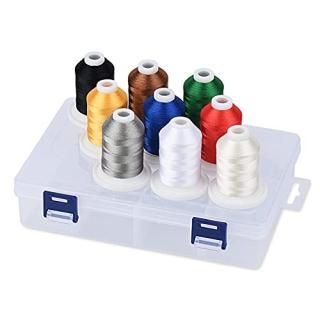 Simthread Embroidery Thread with Storage Box 800 Yards Snap Spools 9 Regular Col