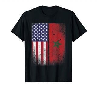 Moroccan American Flag T-shirt Morocco Usa America Gift
